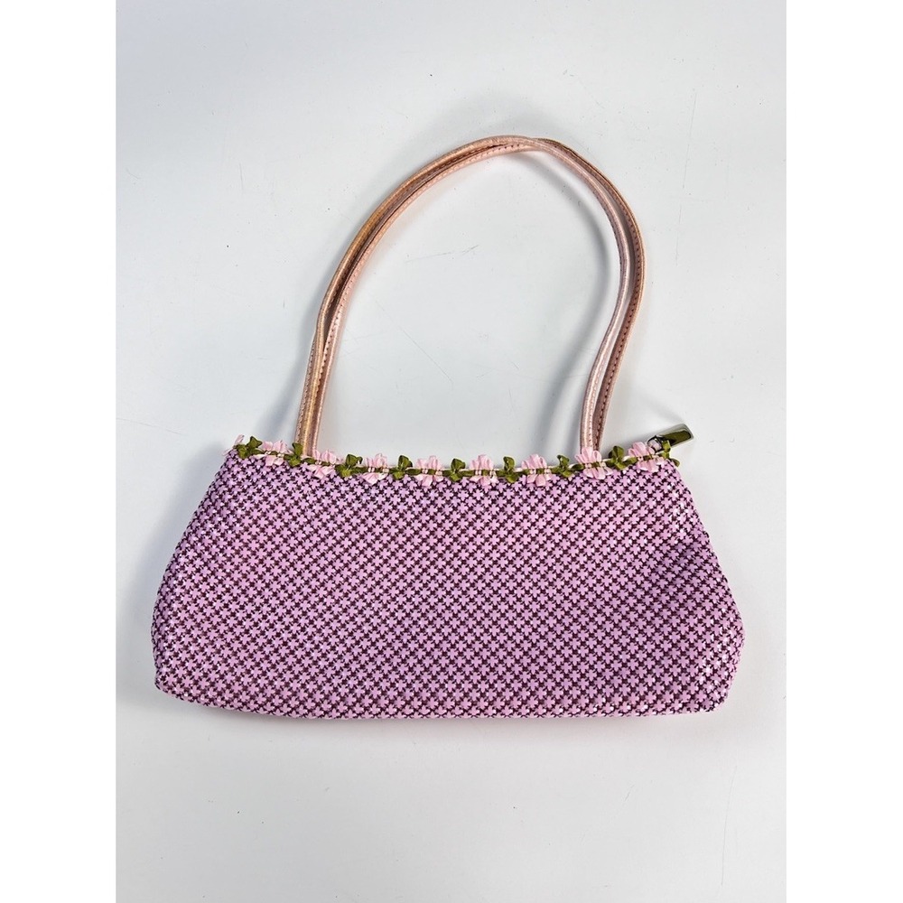 Vintage Y&S Original Pink Metal Mesh Shoulder Bag Purse Ribbon Floral Trim Y2K